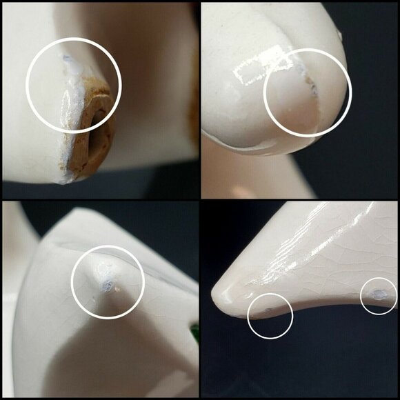 Mid Century Modern Cubist Cat Figurine White Green Eyes Japan 1950s Modernist - Picture 10 of 10